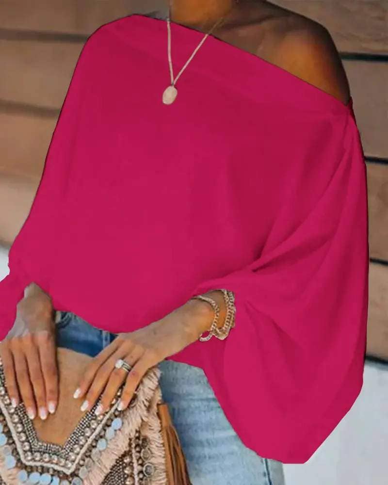 Lantern sleeve skew neck top - Image 7