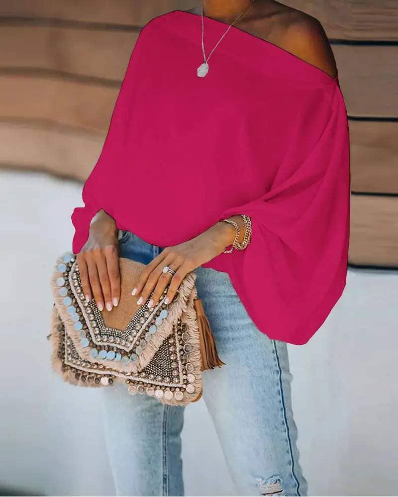 Lantern sleeve skew neck top - Image 8