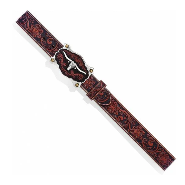 Leegin Justin Mens Floral Tooled Leather Belt Style C11194 - Image 3