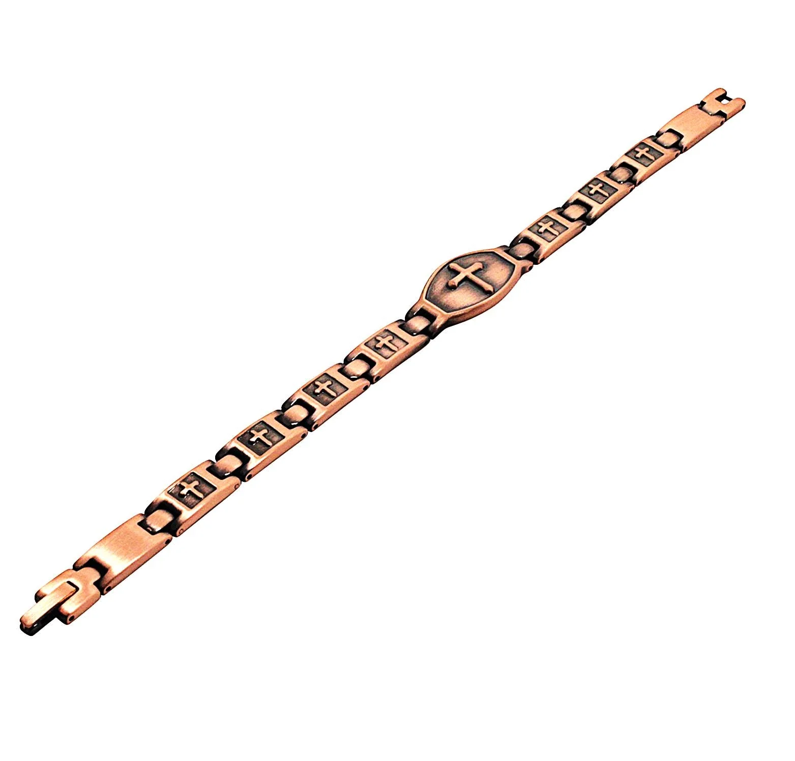 LM 13 Link Copper Cross design Adjustable Magnetic Bracelet - Image 2