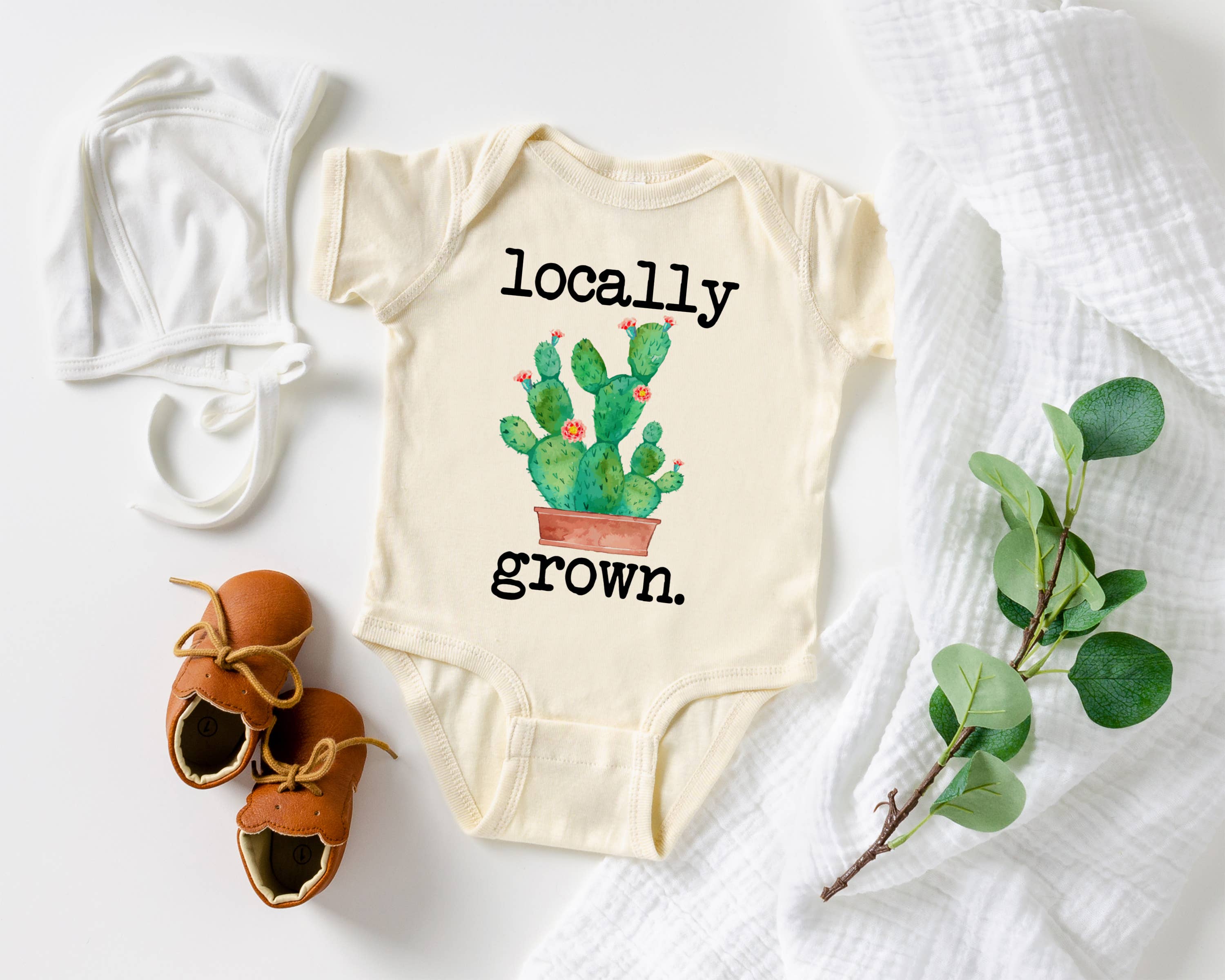 Locally Grown Cactus Natural Color Baby Bodysuit