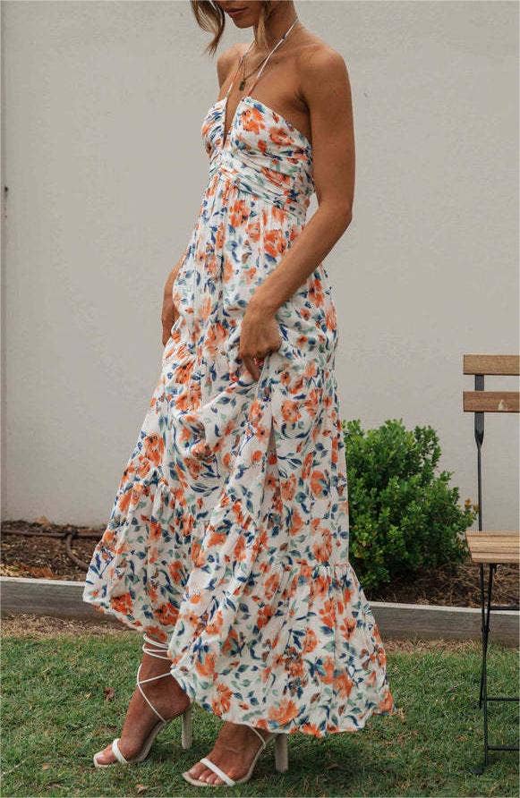 Long chiffon V-neck dress with big swing - Image 6