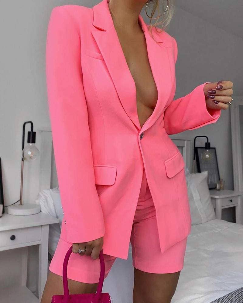 Long sleeve buttoned blazer coat shorts set - Image 2