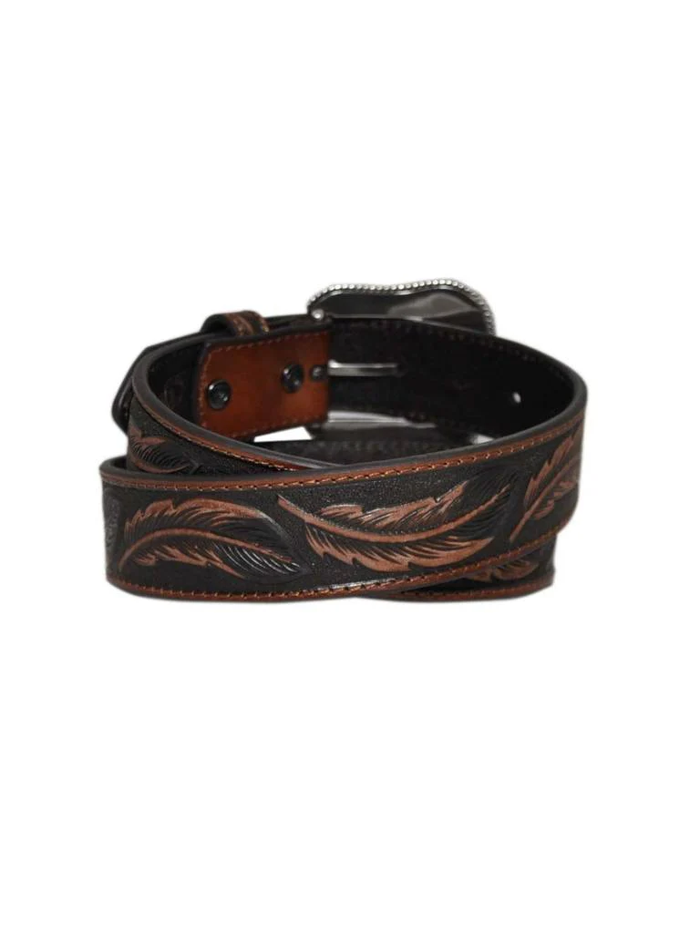 MF Western Ariat Mens Brown Feather Genuine Leather Belt Style A1029608 - Image 2