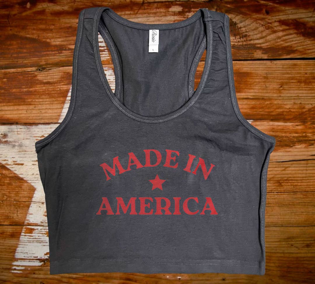 Made in America Black Crop Tank Top