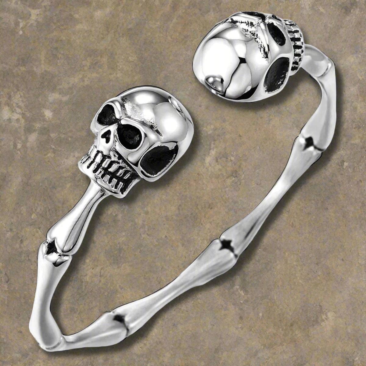 Mens Womens Skull Bone Link Cuff Bangle Bracelet