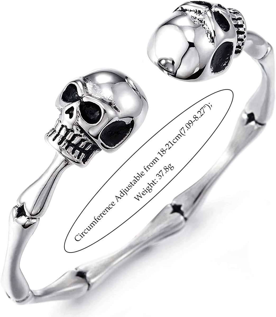Mens Womens Skull Bone Link Cuff Bangle Bracelet - Image 4