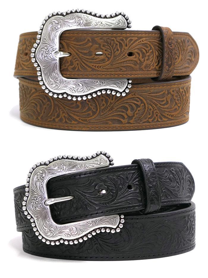 MF Western Tony Lama Womens Layla Floral Embossed Western Belt C50739 - Image 3