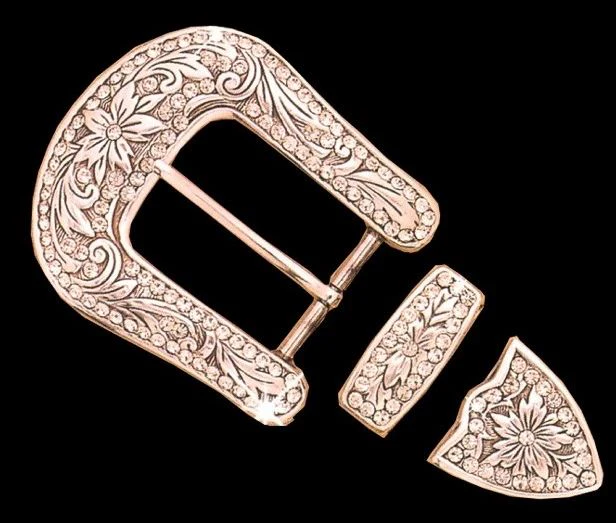 MF Western Buckle Set Floral Design with Rhinestones Style 37604