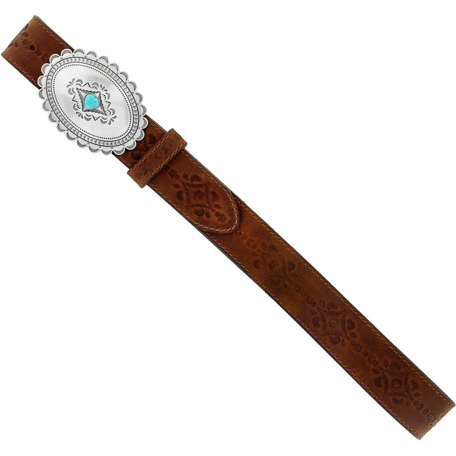 MF Western Justin Womens Navajo Heart USA Leather Belt Aged Bark Style C21369 - Image 3
