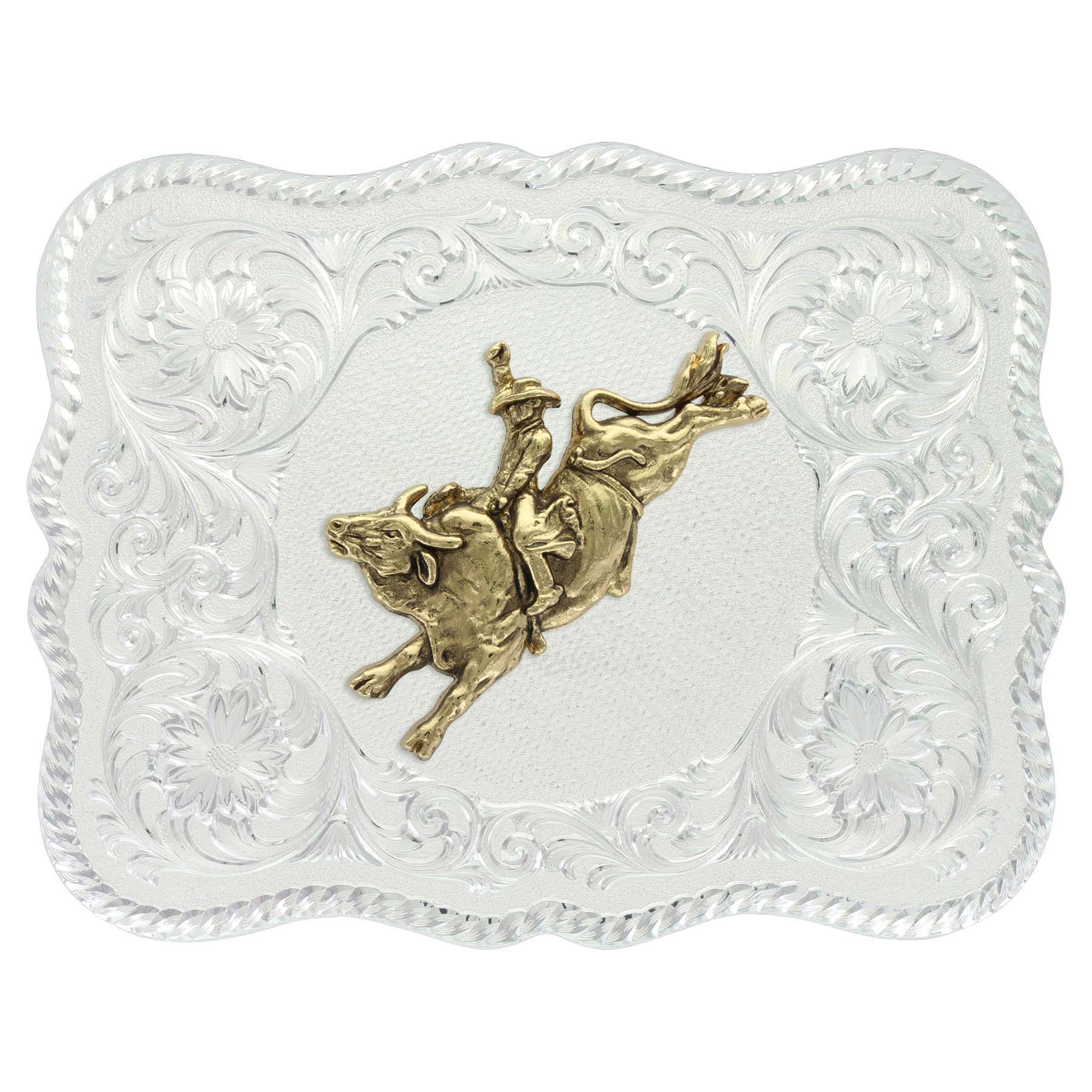 Montana Silversmith Scalloped Silver Engraved Buckle (4.5"x3.5") Style 61669