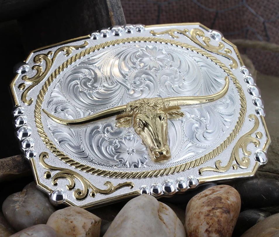 Montana Silversmith Two-tone Cowboy Cameo Buckle with Longhorn Style 25815-767 - Image 2