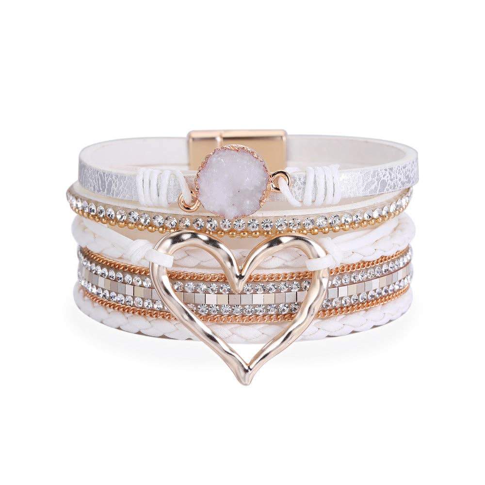 Multi-Layer Heart Charm Bangle Bracelets - BJ/LB - Image 3