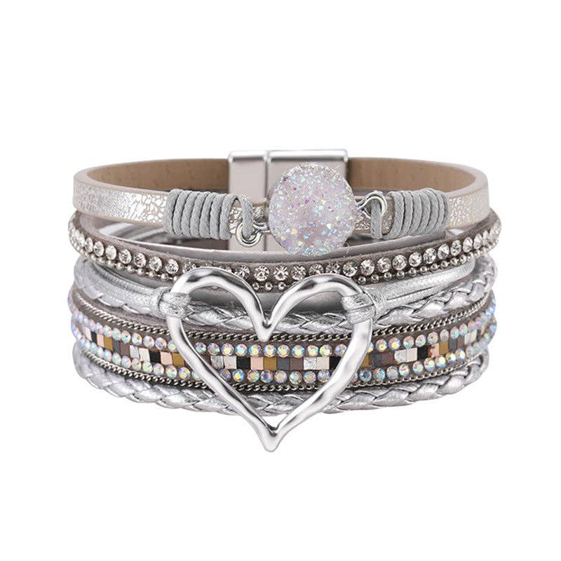 Multi-Layer Heart Charm Bangle Bracelets - BJ/LB - Image 4