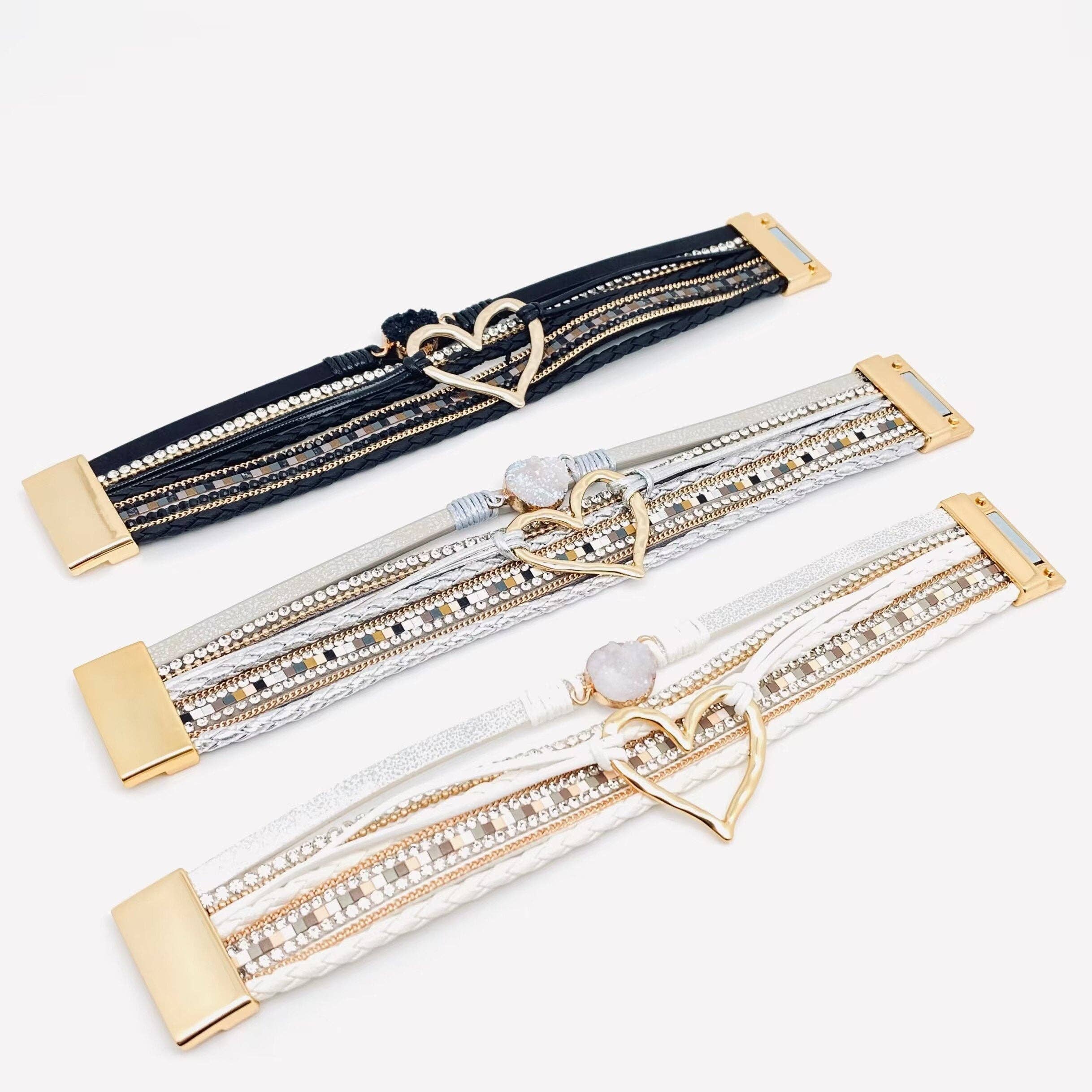 Multi-Layer Heart Charm Bangle Bracelets - BJ/LB - Image 5