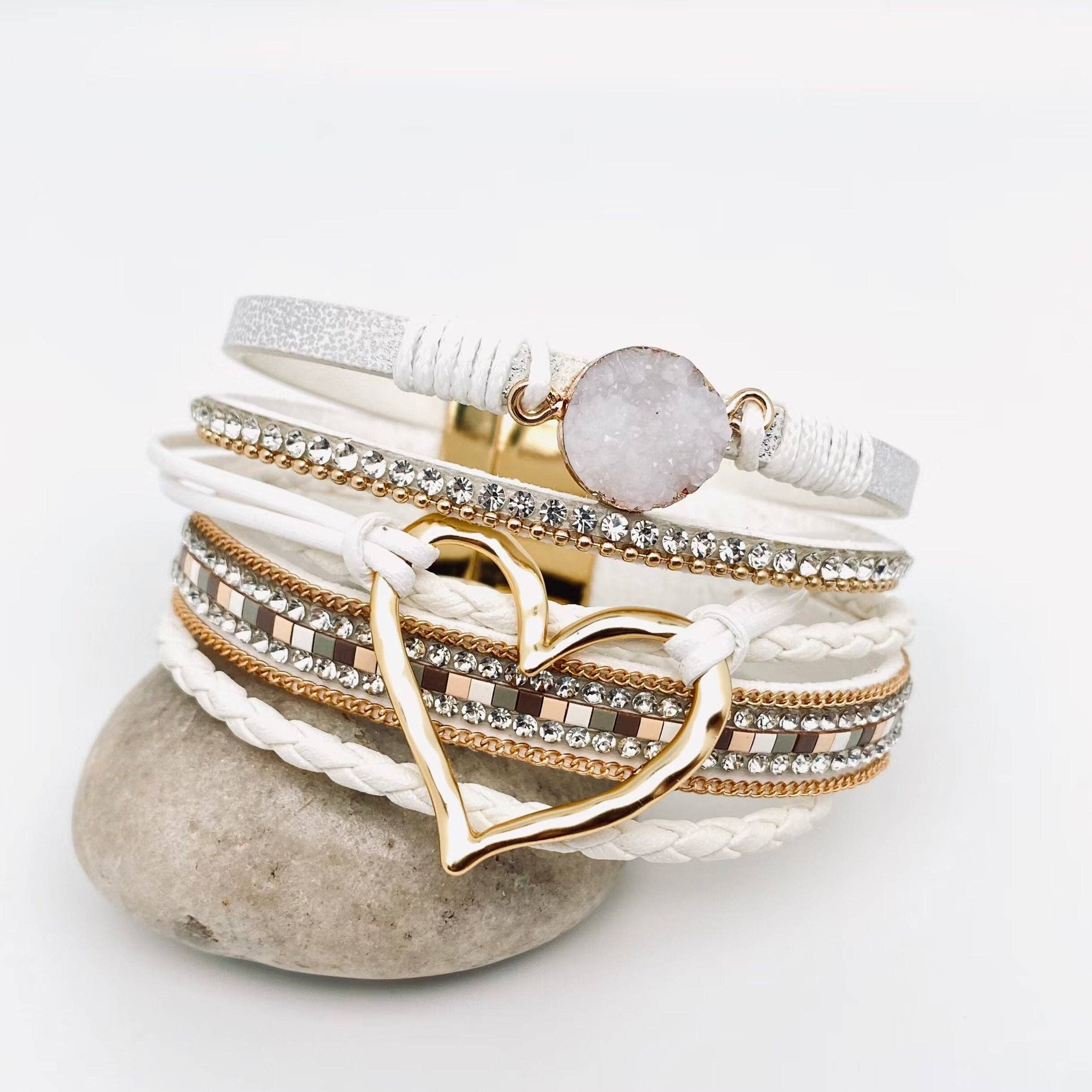 Multi-Layer Heart Charm Bangle Bracelets - BJ/LB - Image 8
