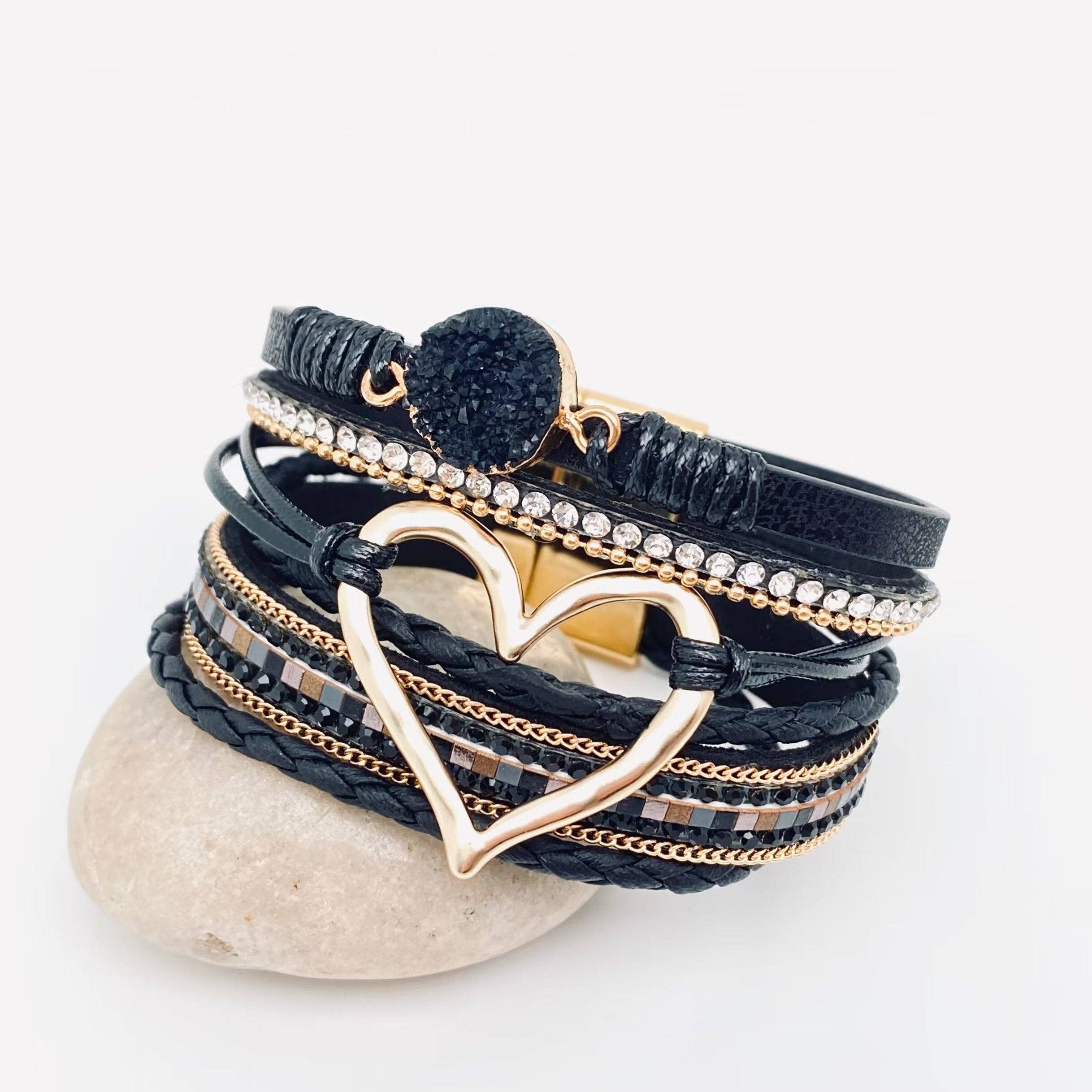 Multi-Layer Heart Charm Bangle Bracelets - BJ/LB - Image 9