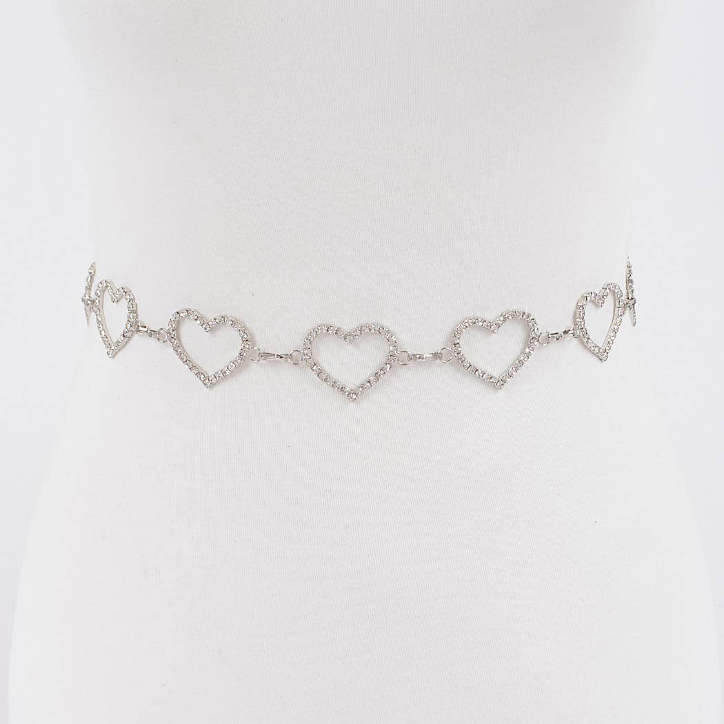 Multi Rhinestone Heart Shape Chain Belt - Image 6