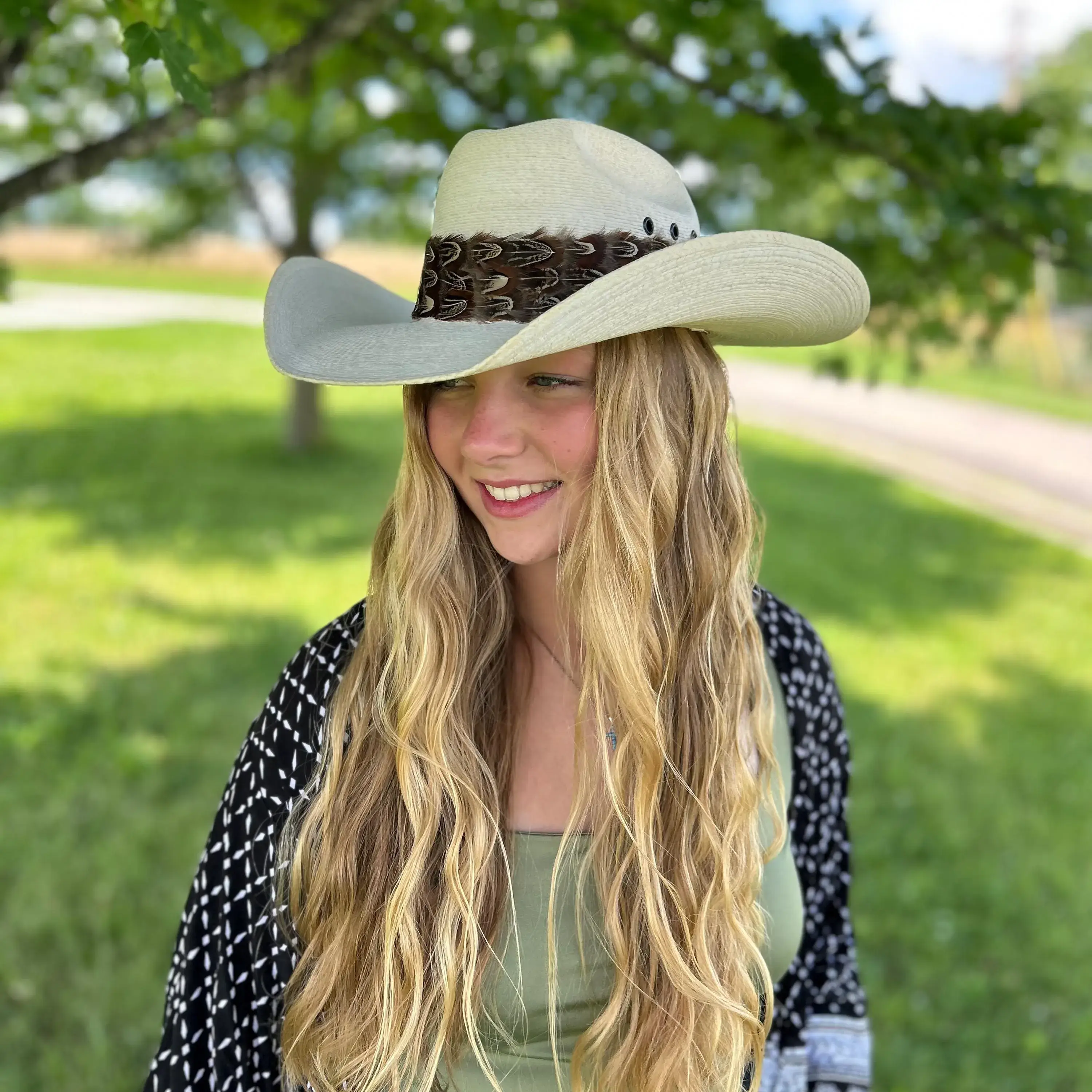 Natural Feather Hat Band and Trim with Elastic - Image 4