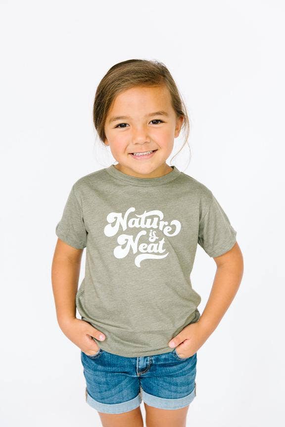 Nature Is Neat Kids T-shirt | Eco Friendly Retro Graphic Tee - Image 3