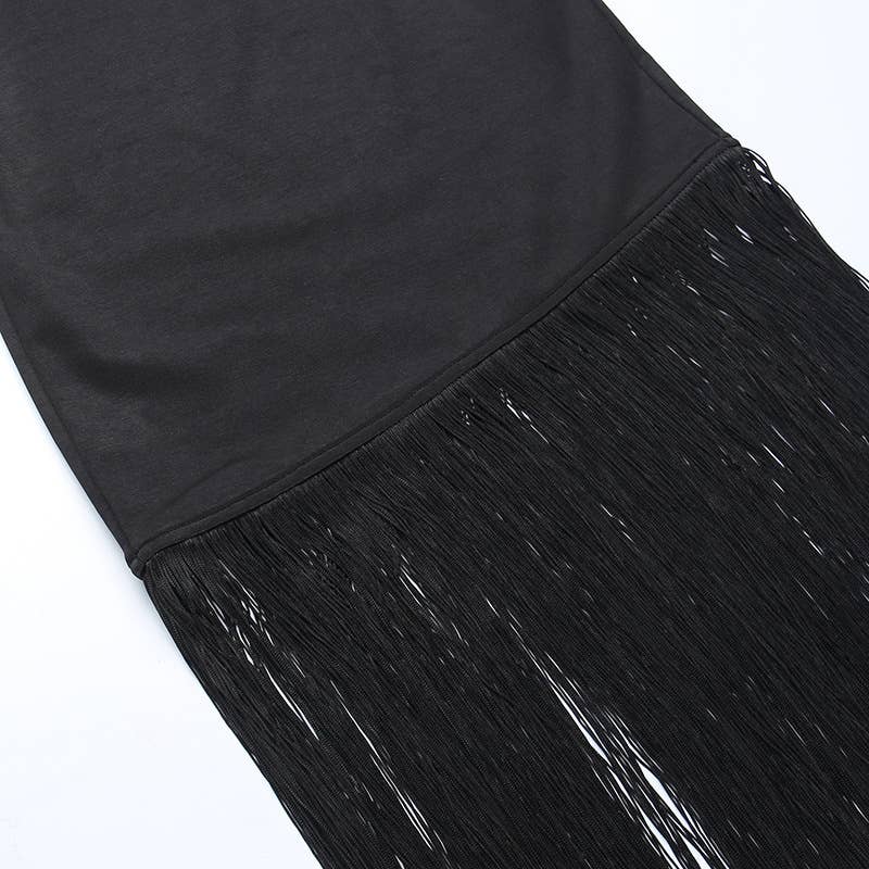 New fringe sexy strapless dress with slit - Image 6
