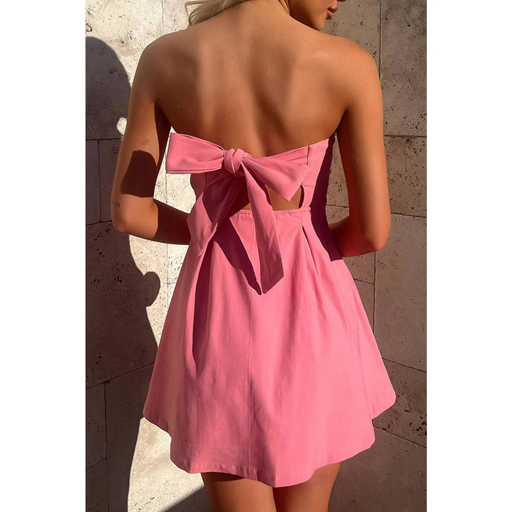 Off Shoulder Elegant Tube Cuff A Swing Short Dress - Image 14