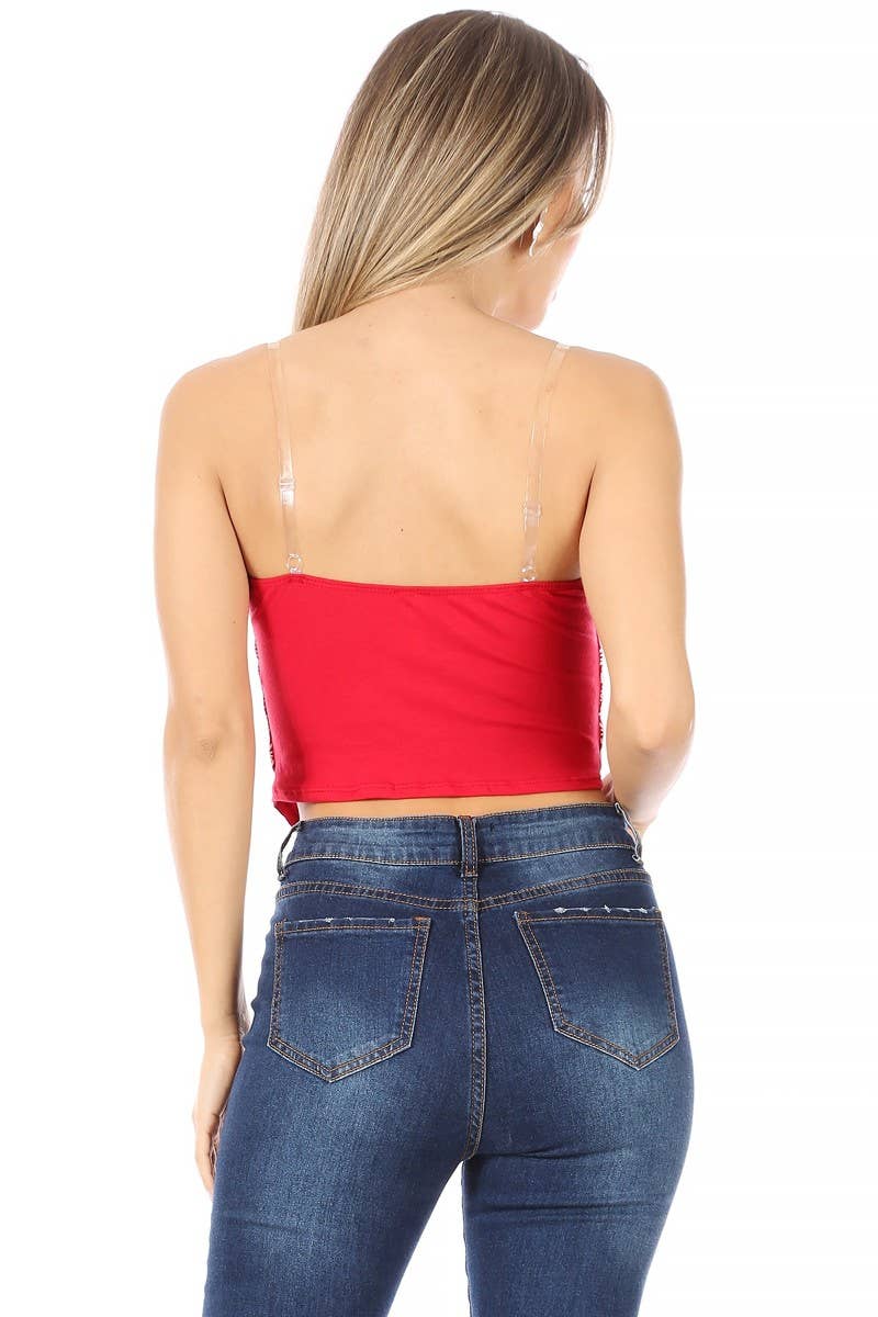 Paisley print, bandana top with clear spaghetti straps - Image 4