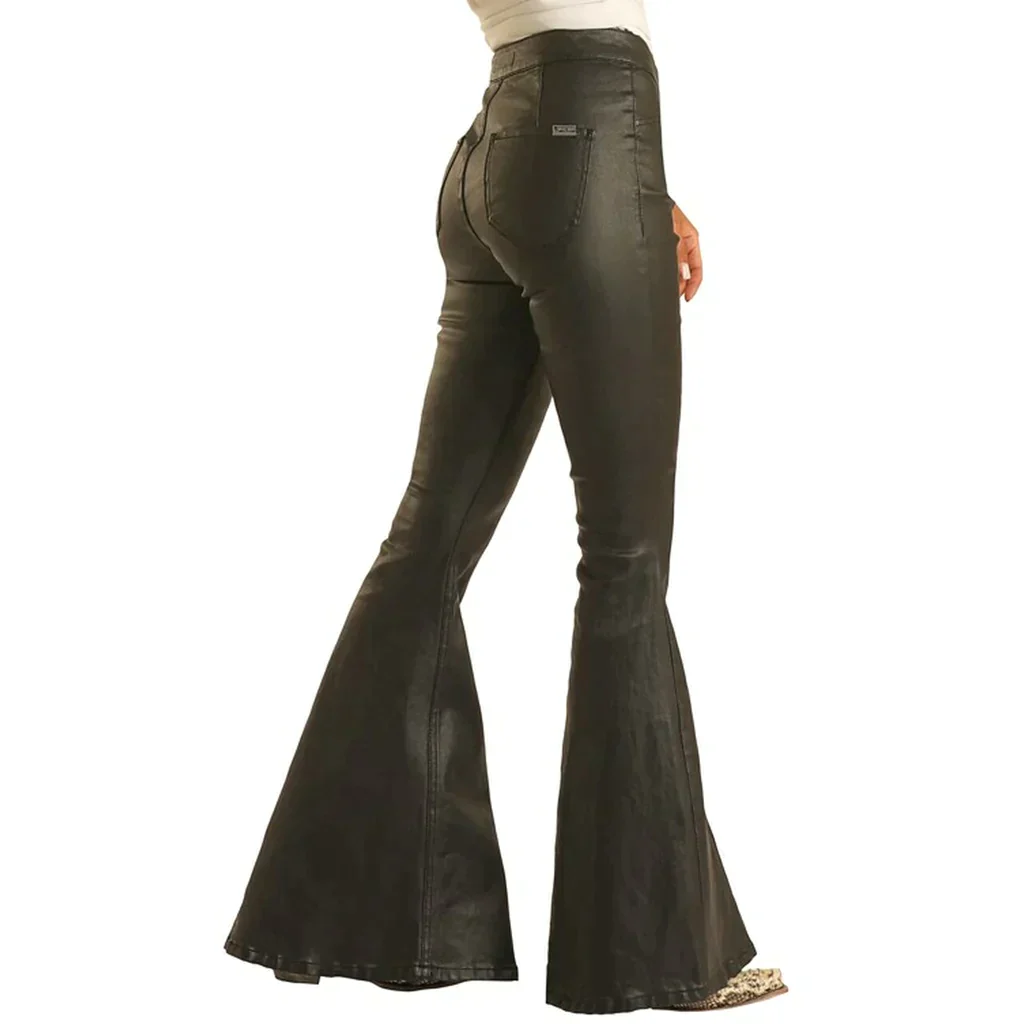 PANHANDLE SLIM WOMENS BLACK PLEATHER JEANS STYLE WPB2664 - Image 4