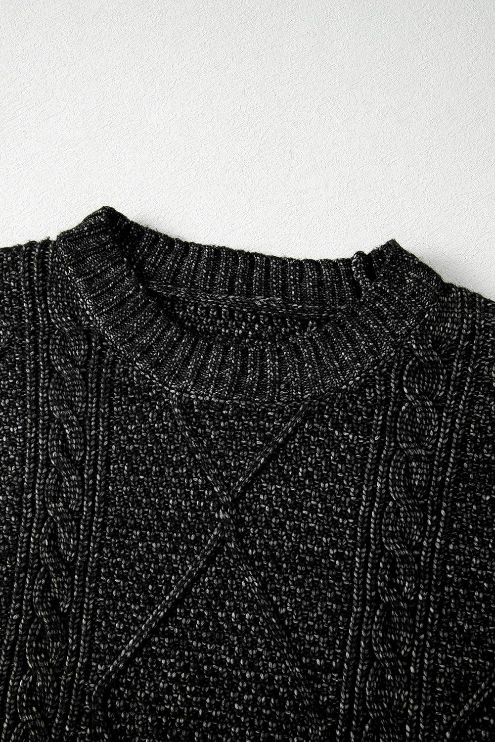 Parchment Cable Knit Drop Shoulder Loose Fit Sweater Dress - Image 10