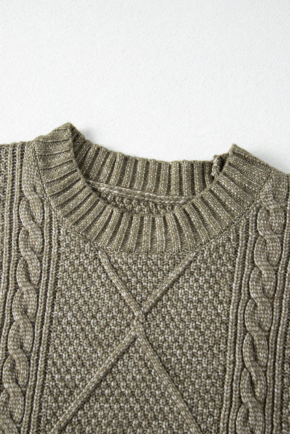 Parchment Cable Knit Drop Shoulder Loose Fit Sweater Dress - Image 14