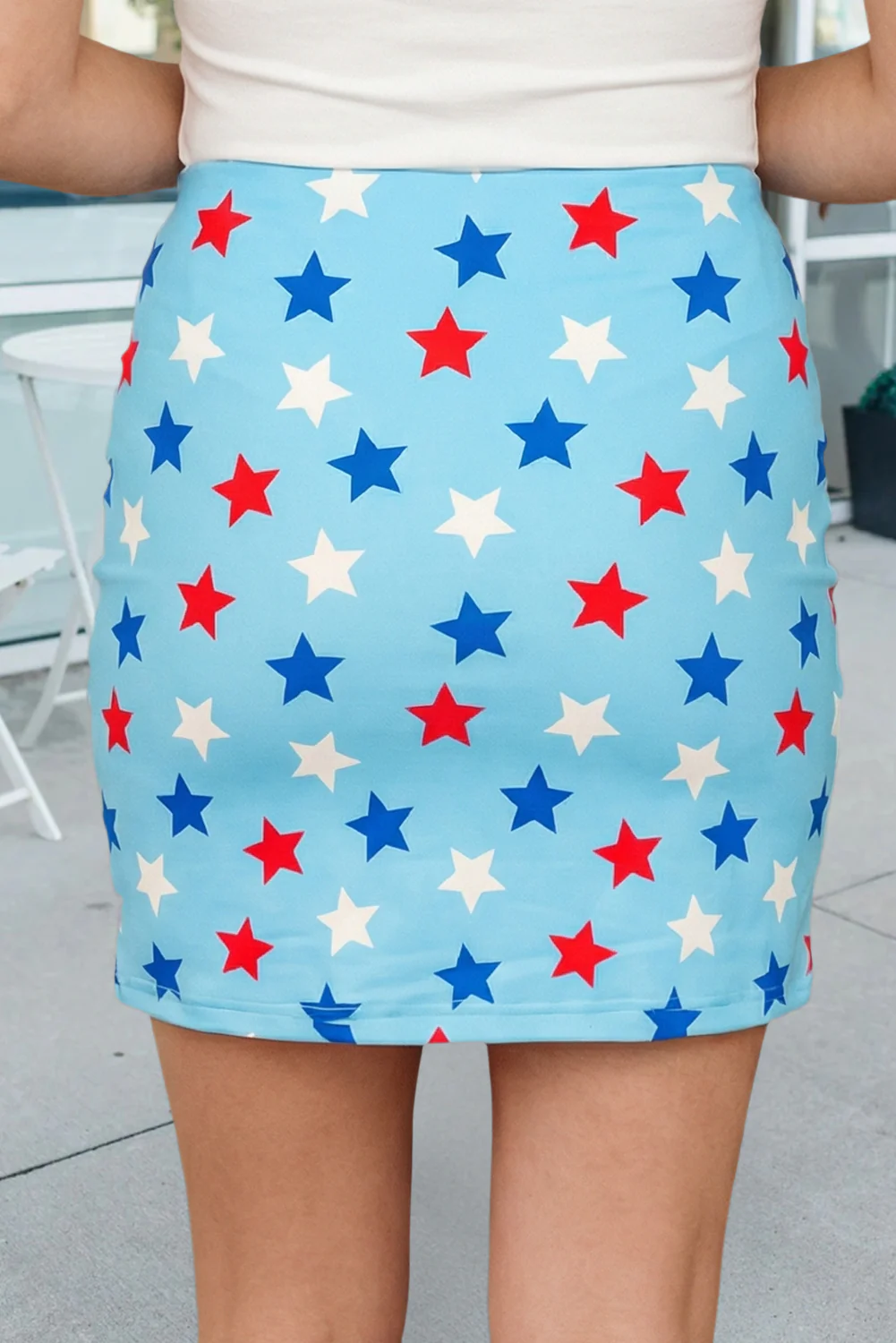 Patriotic Star Printed Beaded Drawstring Mini Skort (S-XL) - Image 2