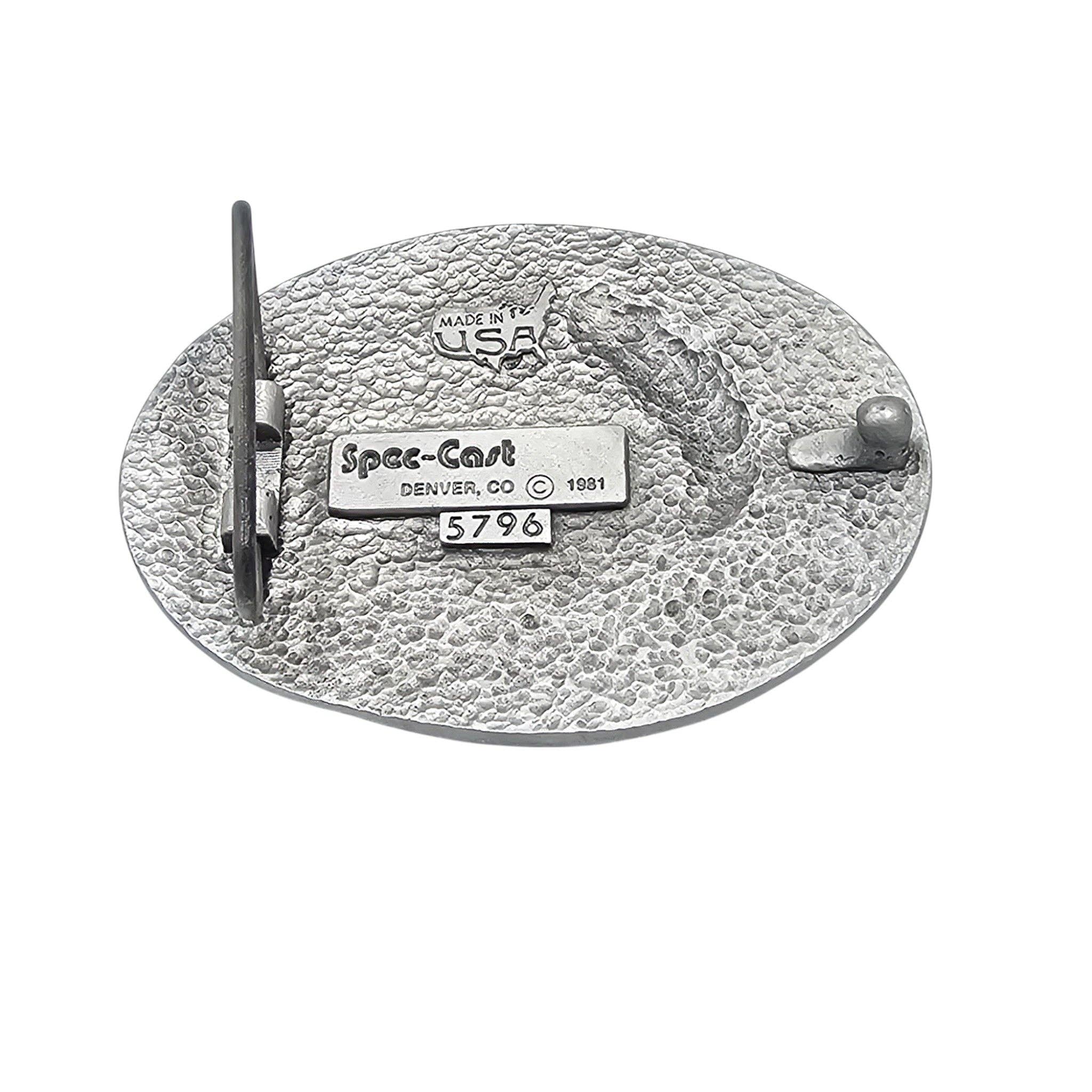 Pewter Belt Buckle Featuring a Fly Fisherman & Trout #5796 - Image 2