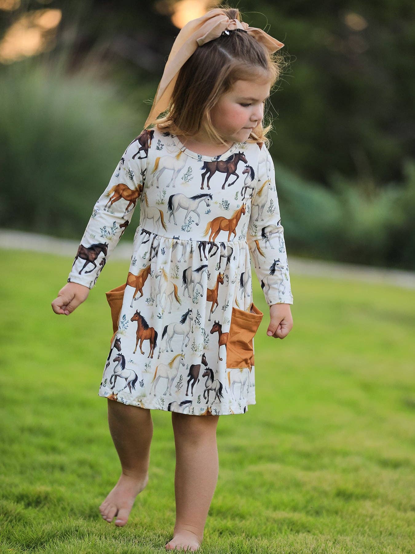 PREORDER Western Horse Print Long Sleeve Dress - Image 2