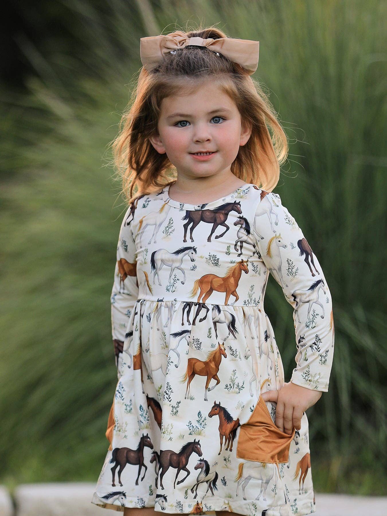 PREORDER Western Horse Print Long Sleeve Dress - Image 3