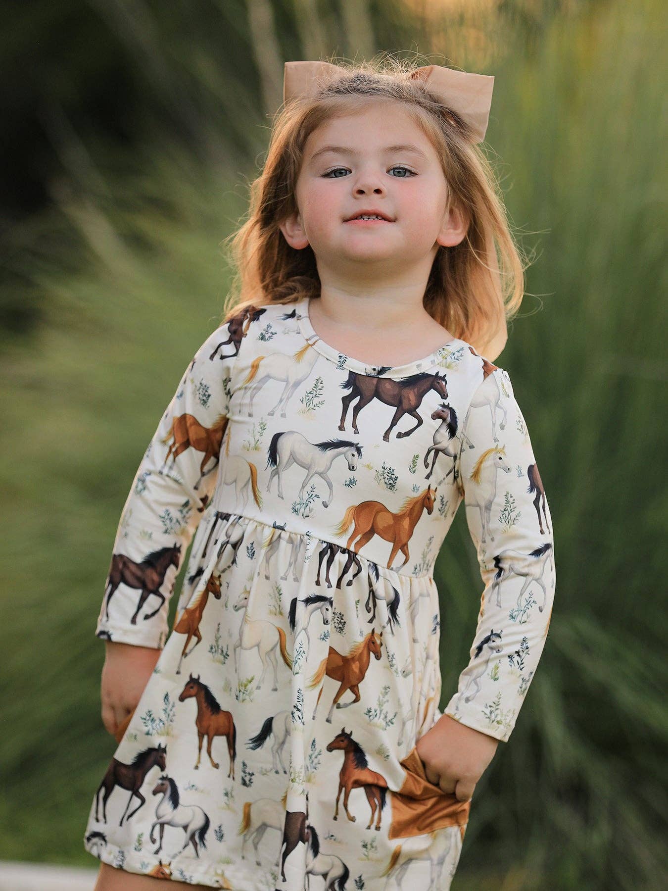 PREORDER Western Horse Print Long Sleeve Dress - Image 5