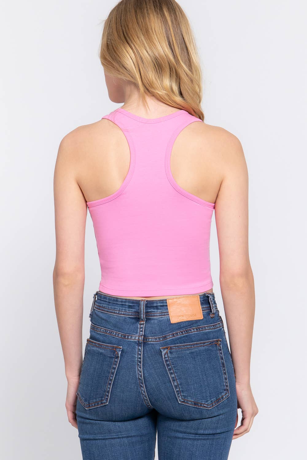 Racerback Cotton Spandex Jersey Crop Tank Top - Image 11