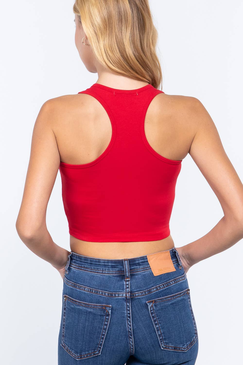 Racerback Cotton Spandex Jersey Crop Tank Top - Image 26