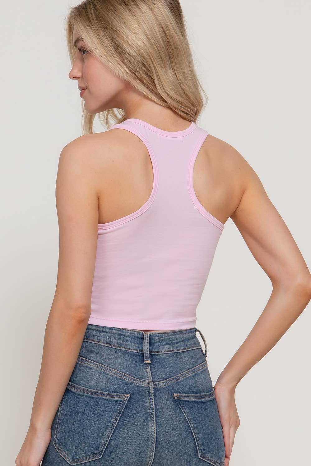 Racerback Cotton Spandex Jersey Crop Tank Top - Image 33