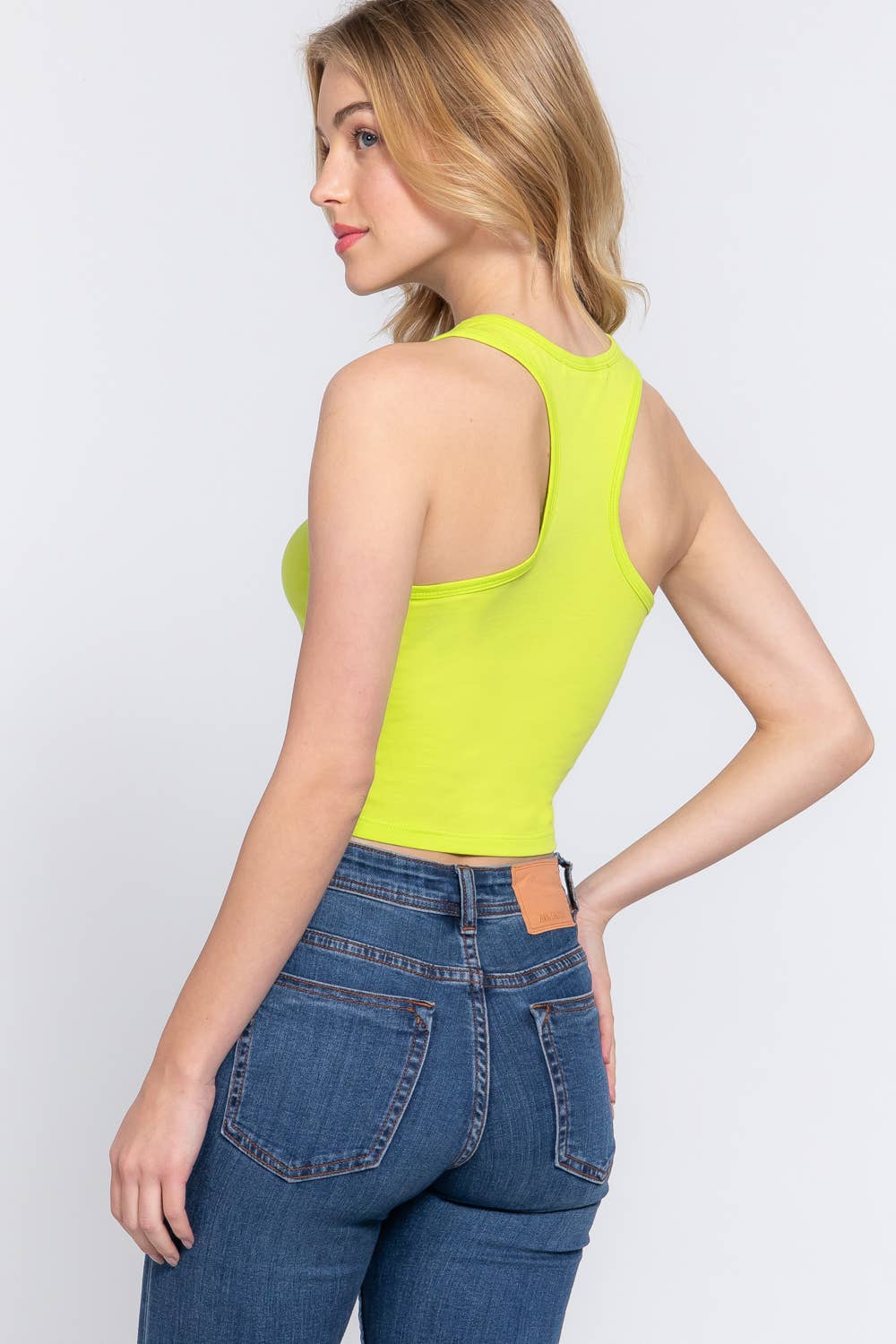 Racerback Cotton Spandex Jersey Crop Tank Top - Image 6