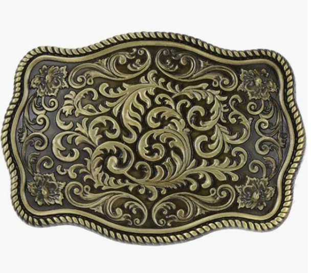 Rectangle Flora Etched Buckle 1812BNZ