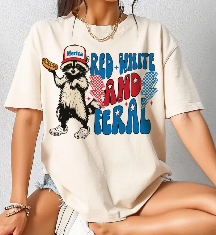 Red White And Feral Merica Shirt