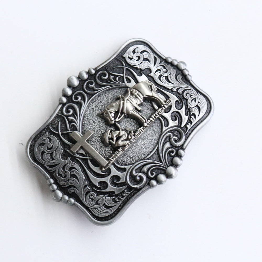Retro Western Cowboy Skull Belt Buckle Alloy - Image 3
