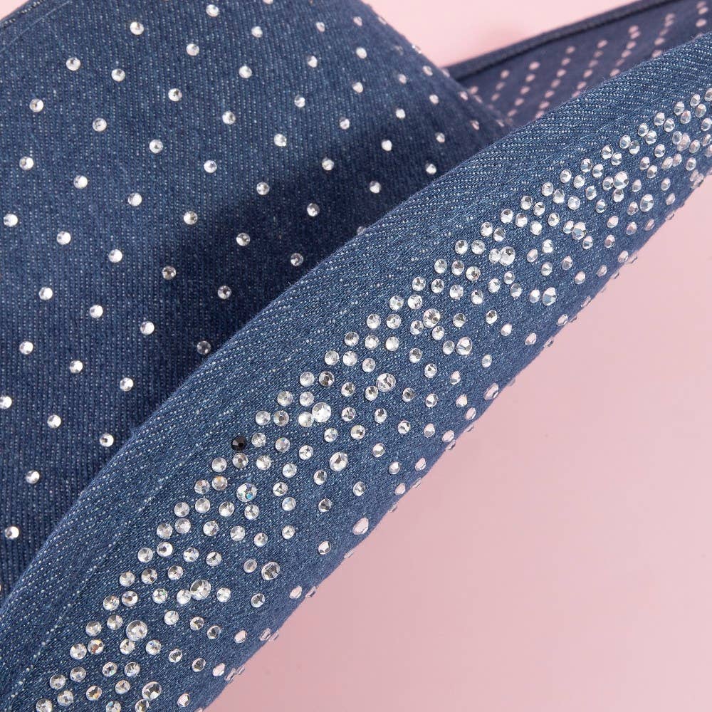 Rhinestone Studded Denim Cowboy Hat - Image 8