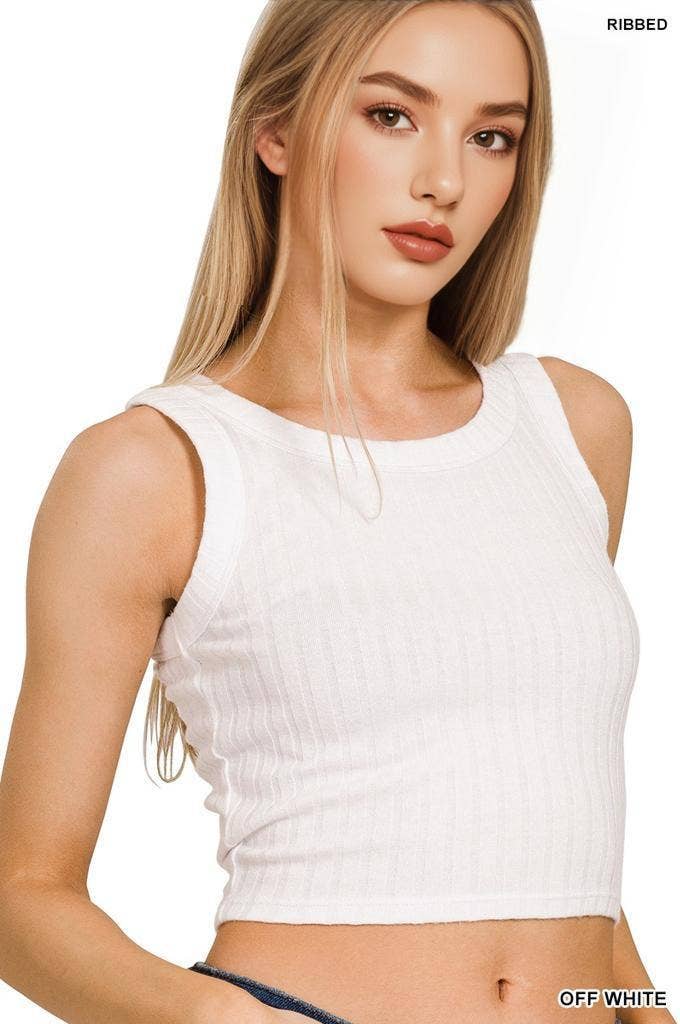 Ribbed Sleeveless Crop Tank Top - Image 4