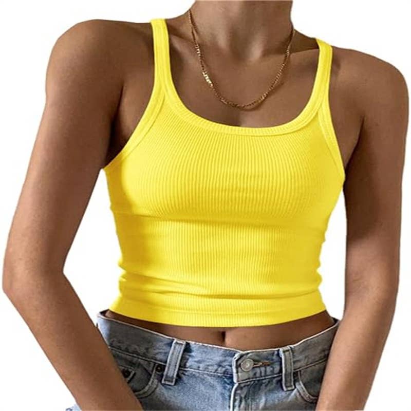 Ribbed Spaghetti Strap Crop Tank Top 20 Colors - Image 10