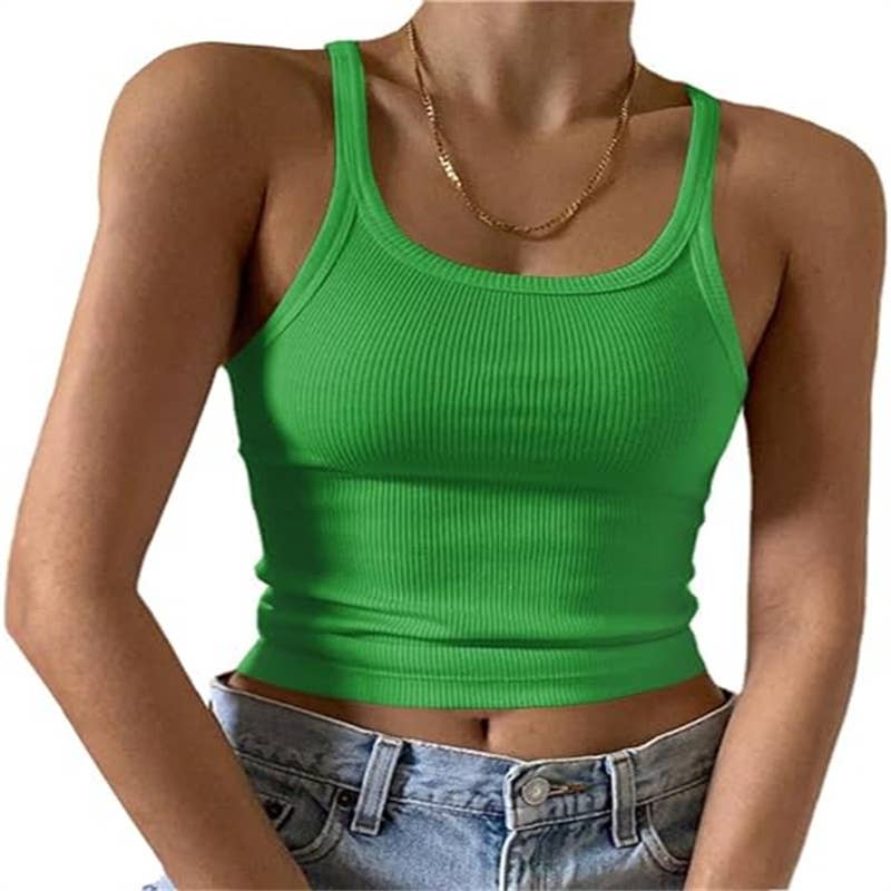Ribbed Spaghetti Strap Crop Tank Top 20 Colors - Image 13