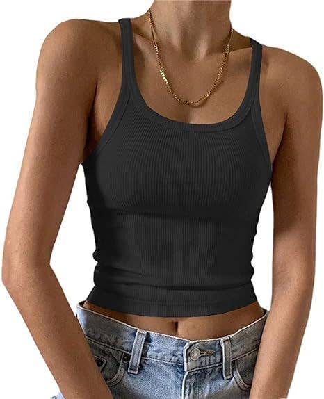 Ribbed Spaghetti Strap Crop Tank Top 20 Colors - Image 26