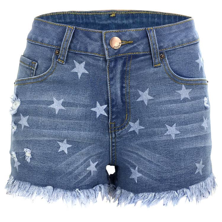 Ripped tassels star loose denim shorts - Image 5