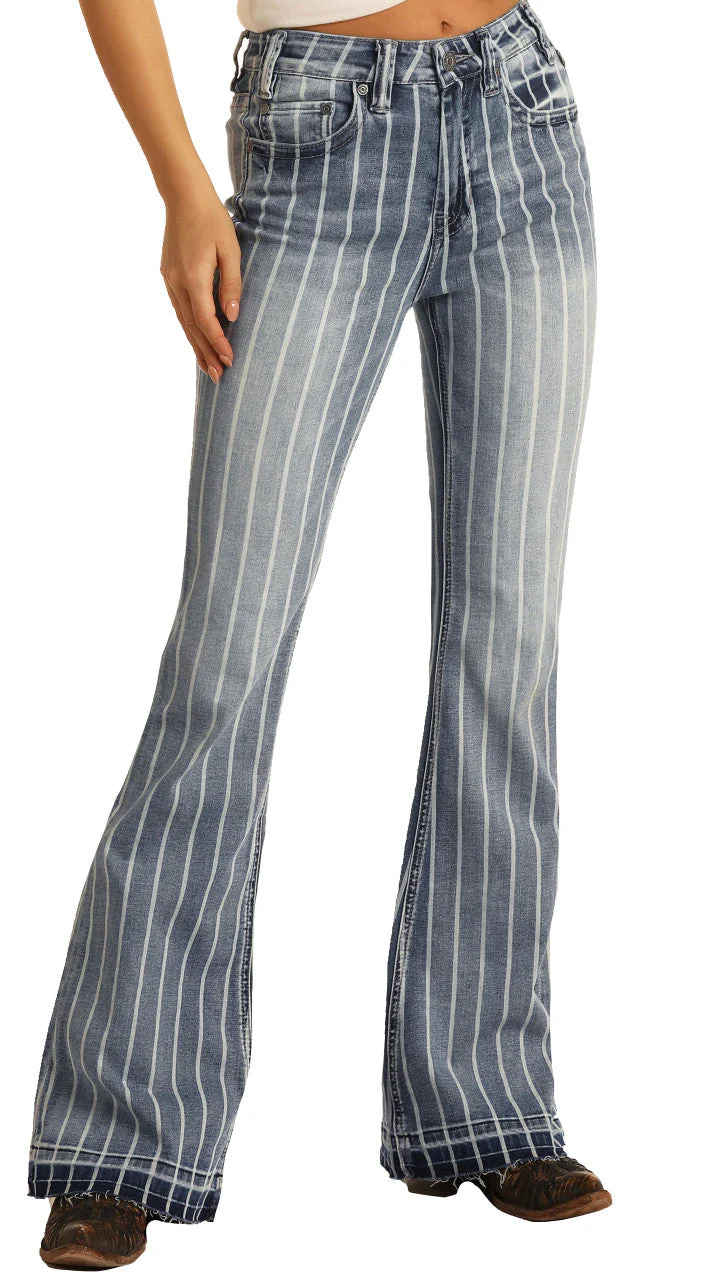 ROCK AND ROLL LADIES HIGH RISE EXTRA STRETCH STRIPED TROUSER JEANS STYLE W8H2533 - Image 3