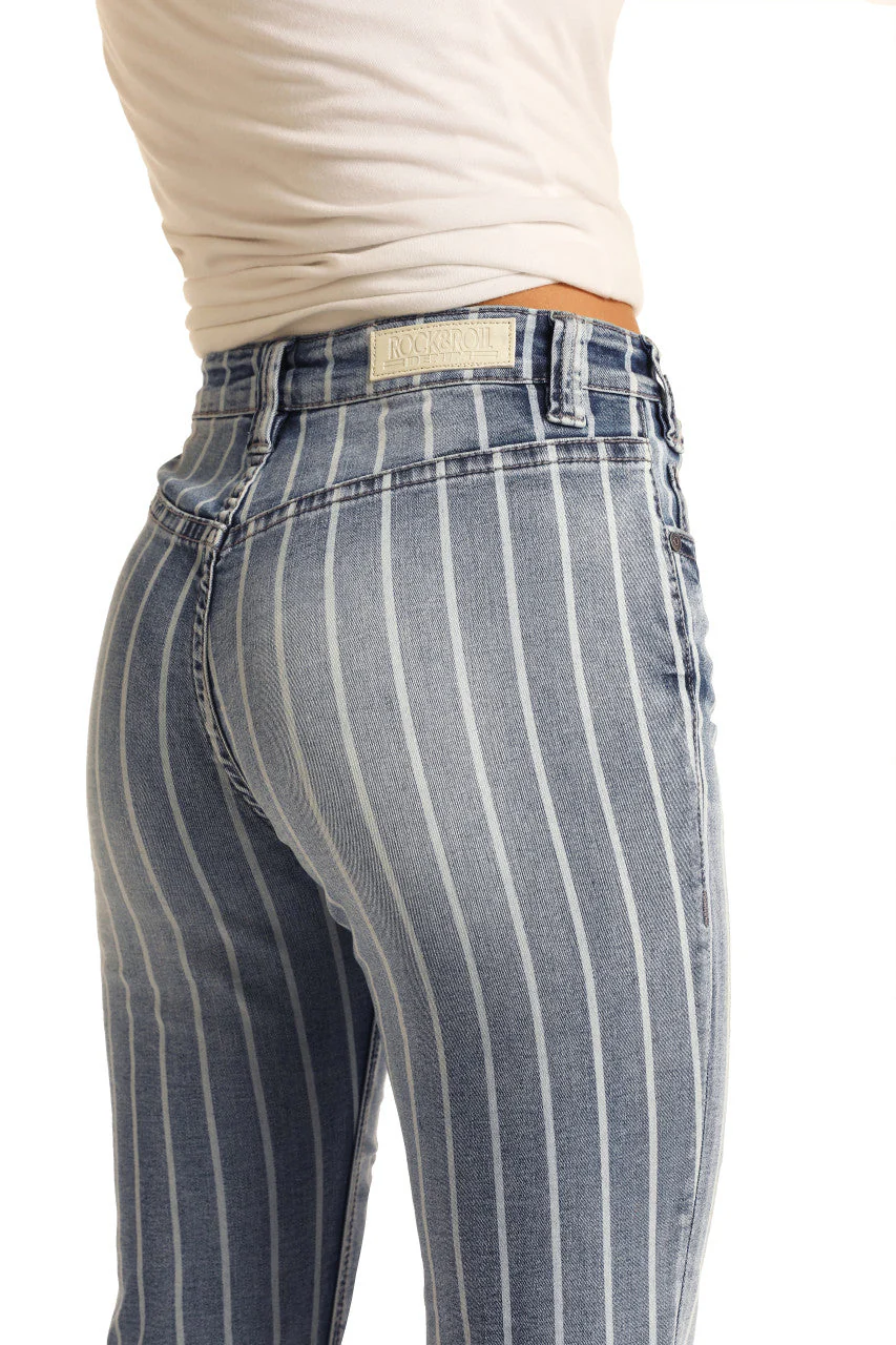ROCK AND ROLL LADIES HIGH RISE EXTRA STRETCH STRIPED TROUSER JEANS STYLE W8H2533 - Image 4
